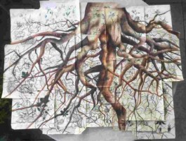 Ida-Kododji-Traore-Hinter-den-Kulissen-2023-Karton-Aquarell-auf-Papier-106x80cm 